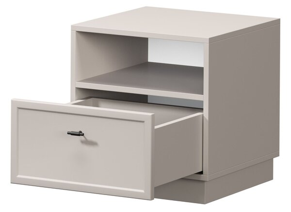 Nočný stolík Lorini so zásuvkou 45 cm - kašmír / čierna úchytka T-bar