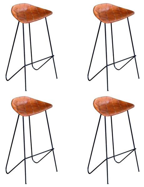 Barové stoličky 4 ks, hnedé, pravá koža