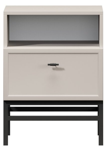 Nočný stolík so zásuvkou Lorini 45 cm - kašmír / čierne úchytky T-bar / rám