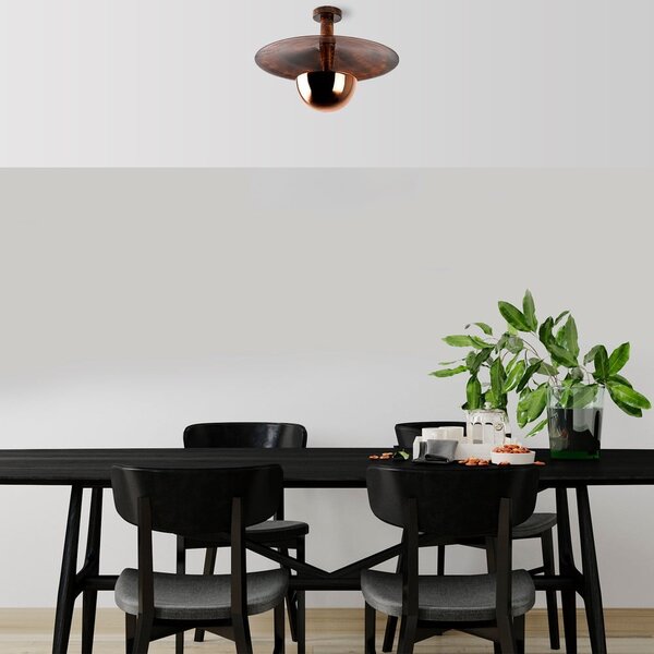 Stropné svietidlo v medenej farbe s kovovým tienidlom ø 48 cm Kurt – Opviq lights