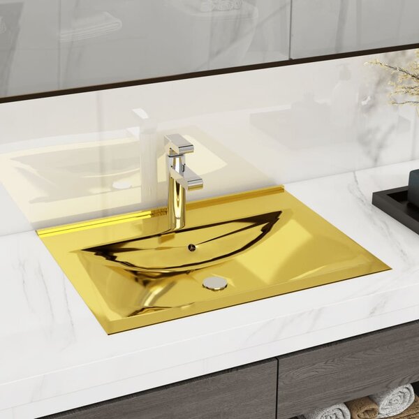 Umývadlo s prepadom 60x46x16 cm, keramika, zlaté