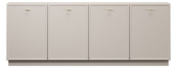Komoda Lorini 200 cm štvordverová - kašmír / zlaté úchytky T-bar