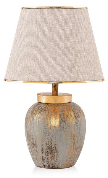 Krémovobiela/v zlatej farbe stolová lampa s textilným tienidlom (výška 47 cm) Yakamoz – Opviq lights