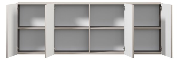Závesná komoda Lorini 200 cm štvor-dverová - kašmír / čierne úchytky T-bar