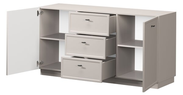 Komoda Lorini 150 cm so zásuvkami - kašmír / čierne úchytky T-bar