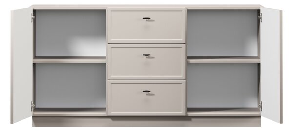Komoda Lorini 150 cm so zásuvkami - kašmír / čierne úchytky T-bar
