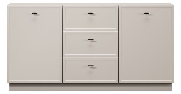 Komoda Lorini 150 cm so zásuvkami - kašmír / čierne úchytky T-bar