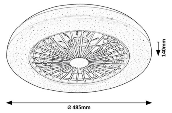 Rabalux 98071333 LED ventilátor s osvetlením Dalfon2 | 48W integrovaný LED zdroj | 3500lm | 3000-6500K
