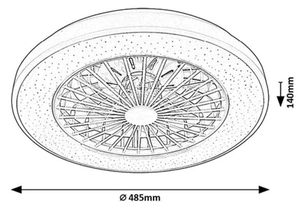 Rabalux 98071332 LED ventilátor s osvetlením Dalfon2 | 48W integrovaný LED zdroj | 2400lm | 3000-6500K