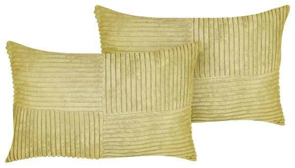 Sada 2 dekoratívnych vankúšov zelená menčester 50 x 30 cm pásikavý vzor moderný štýl doplnky