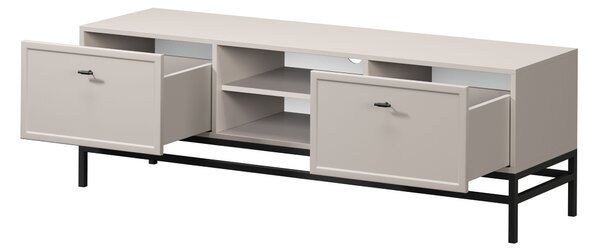TV stolík Lorini 150 cm na stojane – kašmírová / čierne úchytky T