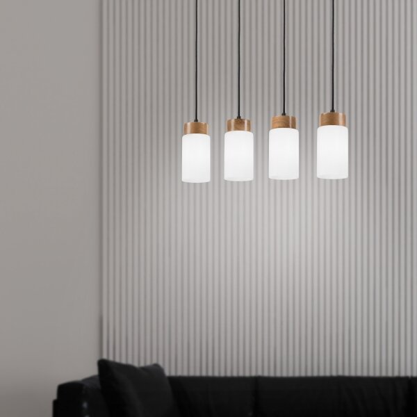 Závesný luster MARKUS 4xE27/15W/230V čierna/dub