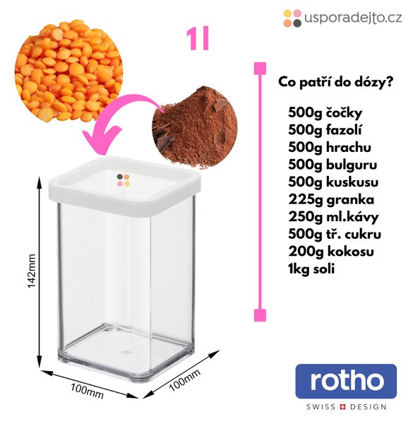 Súprava 5 ks dóz na potraviny Rotho Loft, biela