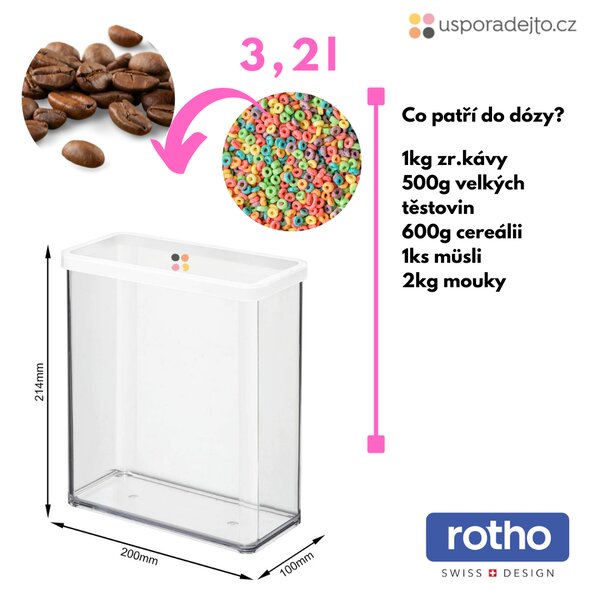 Dóza na potraviny 3,2l Rotho Loft - JUMBO, biela