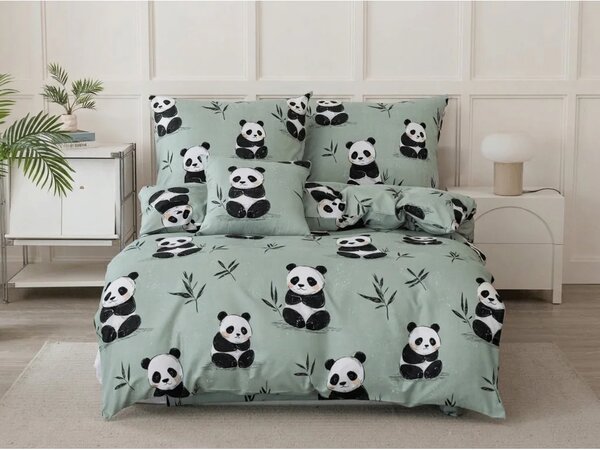 Sada obliečok z mikrovlákna PANDA RELAX mentolová + obliečka na vankúš 50 x 70 cm ZDARMA