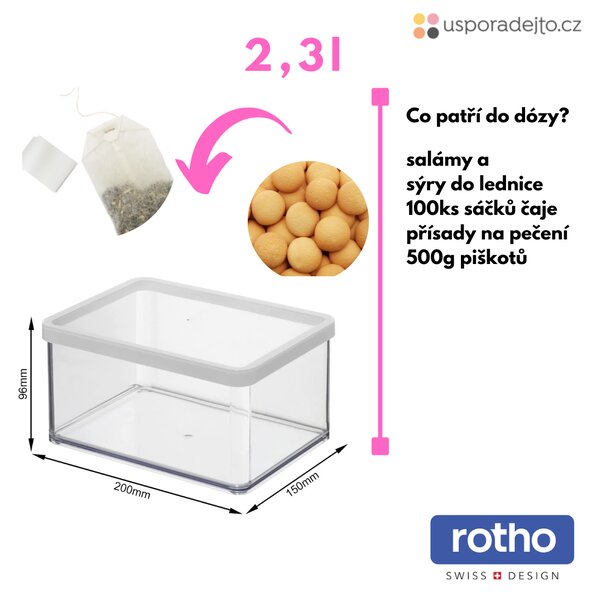 Dóza na potraviny 2,3 l Rotho Loft - EXTRA, biela