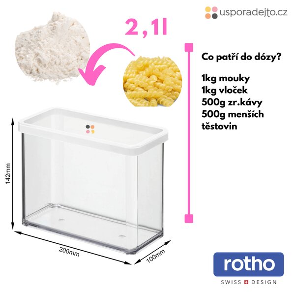 Dóza na potraviny 2,1 l Rotho Loft - BIG, biela