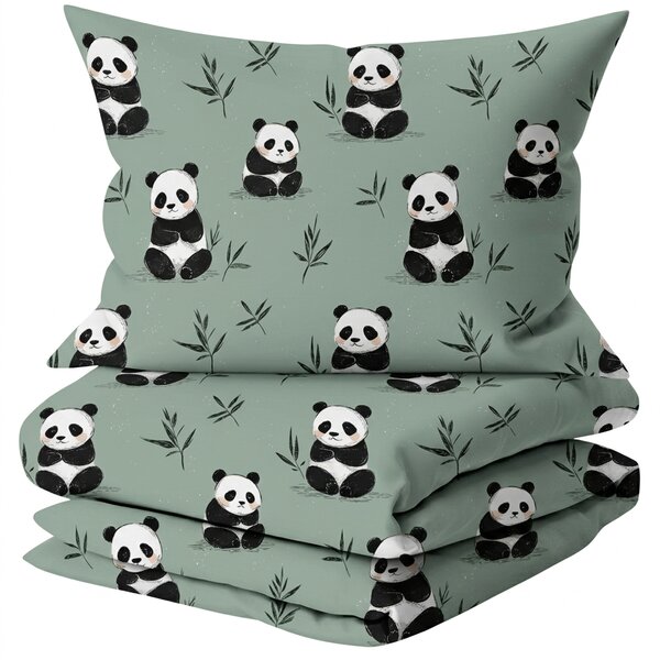 Sada obliečok z mikrovlákna PANDA RELAX mentolová + obliečka na vankúš 50 x 70 cm ZDARMA