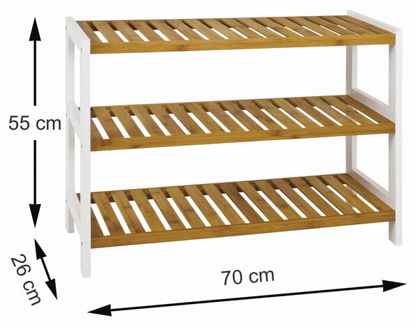 REGÁL, prírodná farba, biela, bambus, 70/54/26 cm - Online Only drobný nábytok, Online Only