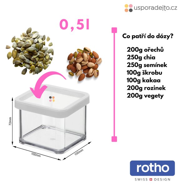 Dóza na potraviny 0,5l Rotho Loft - MINI, biela