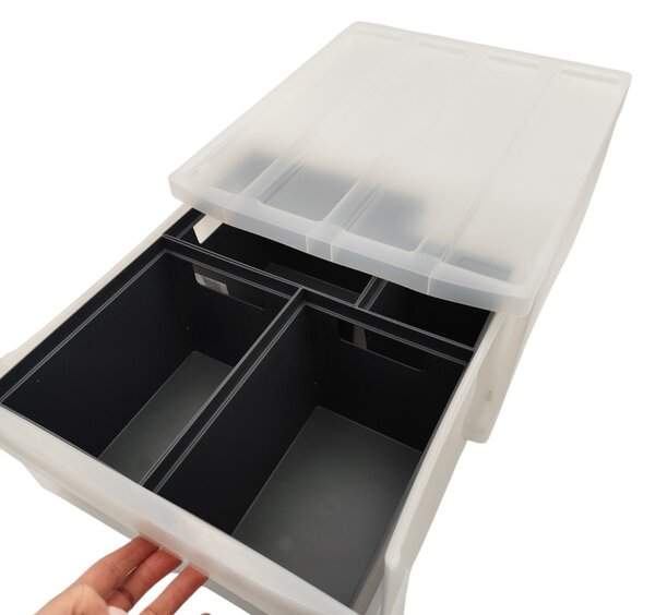 L - Zásuvka, úložný box výsuvný, transparentný Rotho SYSTEMIX