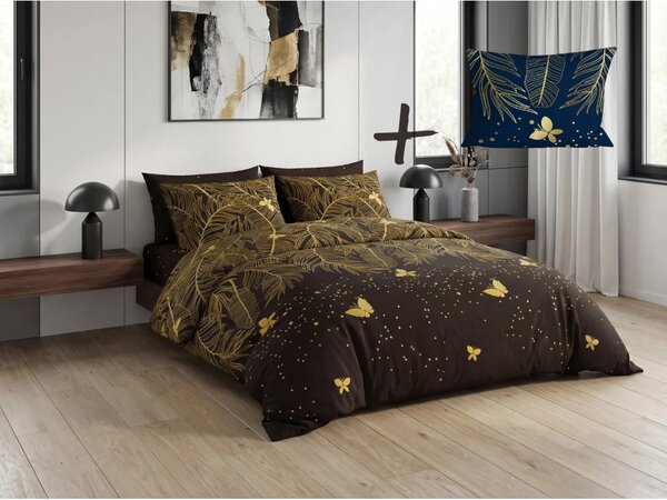 Sada obliečok z mikrovlákna VISATA čierna + obliečka na vankúš 50 x 70 cm ZDARMA