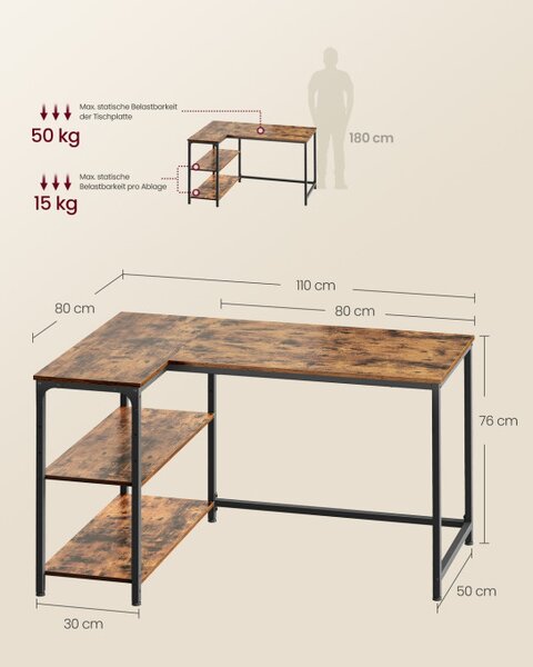 Rohový kancelársky stôl LWD135KD01