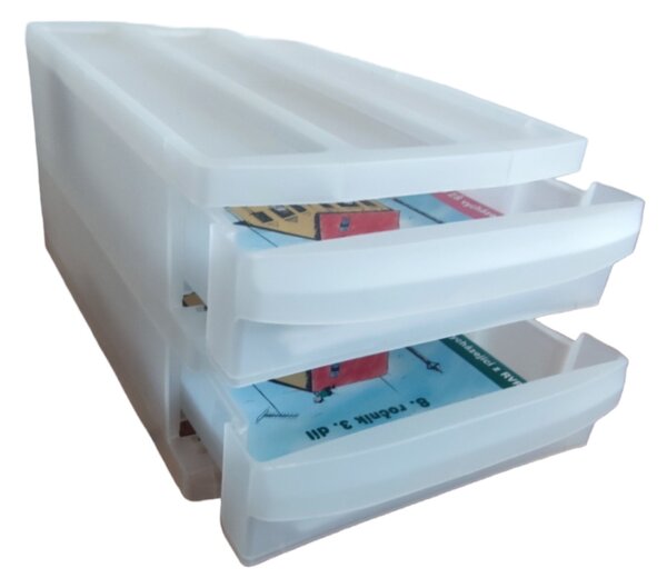 DUO M - Box s 2 zásuvkami (A4), úložný box výsuvný, transparentný Rotho SYSTEMIX