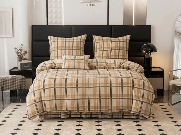 Mikroplyšové obliečky PLAID krémové Rozmer obliečky: 2 ks 70 x 90 cm | 200 x 220 cm