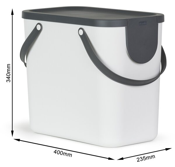 Odpadkový kôš stohovateľný, s nálepkami ALBULA, 25 l, biely/antracit