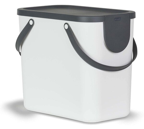 Odpadkový kôš stohovateľný, s nálepkami ALBULA, 25 l, biely/antracit