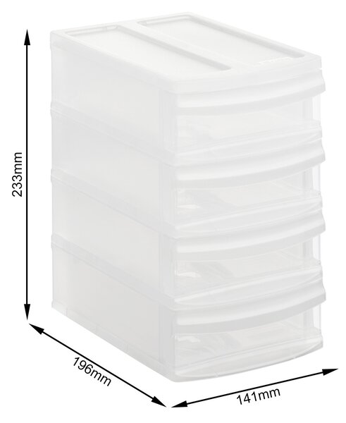 XXS - Box so 4 zásuvkami, úložný box výsuvný, transparentný Rotho SYSTEMIX - TOWER