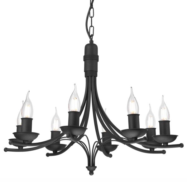 Luster na reťazi LUCY 8xE14/60W/230V čierna