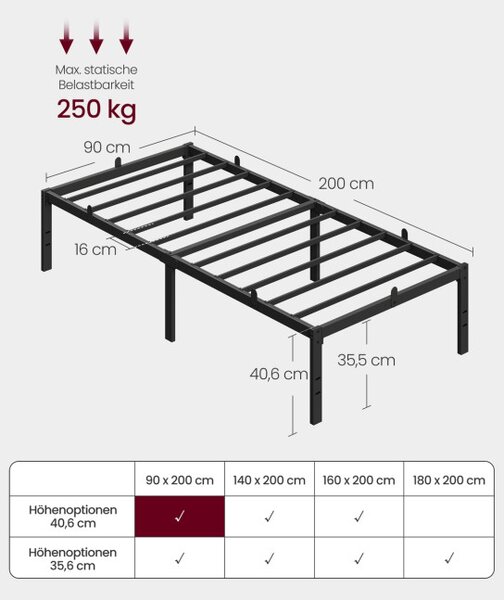 Kovová posteľ 90 cm RMB152BD01