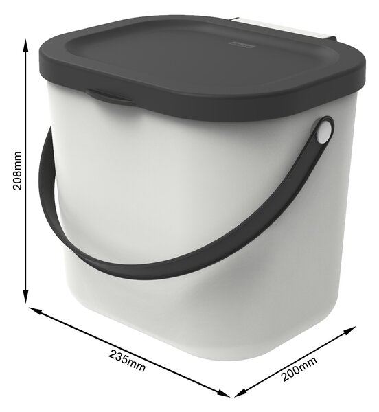 Malý odpadkový kôš na bioodpad, 6 l ALBULA, biely/antracit