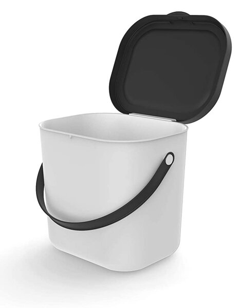 Malý odpadkový kôš na bioodpad, 6 l ALBULA, biely/antracit