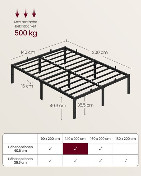 Kovová manželská posteľ 140 cm RMB154BD01