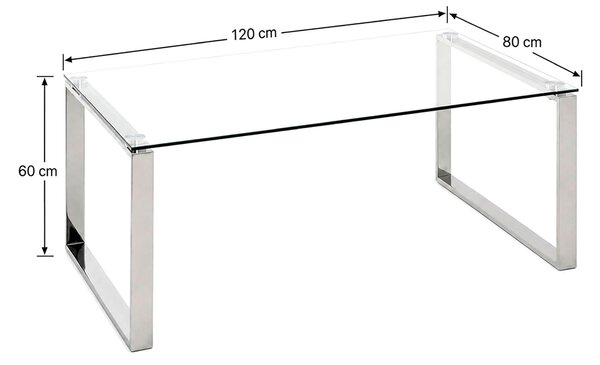 KONFERENČNÝ STOLÍK, farba ušľachtilej ocele, kov, sklo, 120/60/40 cm - Stolíky do obývačky, Online Only