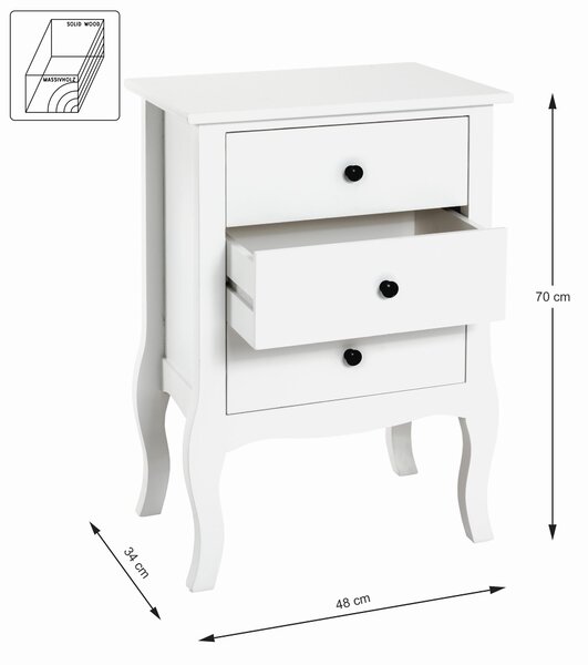 NOČNÝ STOLÍK, paulovnia, biela, 48/70/34 cm - Nočné stolíky, Online Only