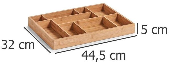 Organizér do zásuvky s priehradkami - 9 priehradiek, bambus ZELL 32 x 44 cm
