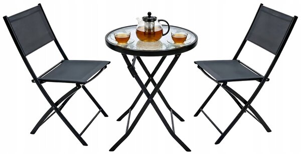 TRENDIE Balkónový set nábytku – stolík s priemerom 50 cm + 2 stoličky