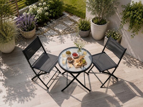 TRENDIE Balkónový set nábytku – stolík s priemerom 50 cm + 2 stoličky