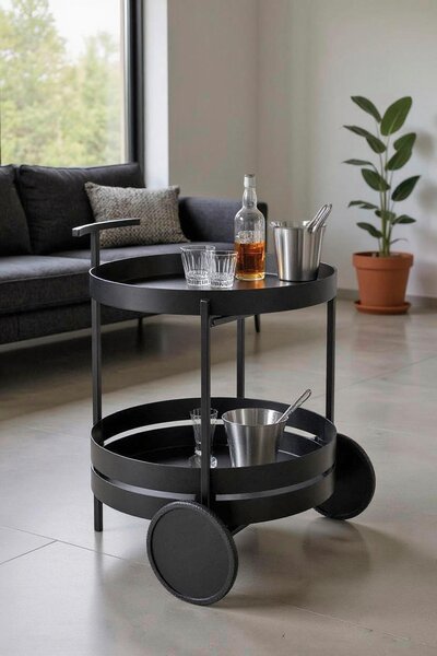 SERVÍROVACÍ VOZÍK, čierna, 42/42/62 cm - Barový nábytok, Online Only