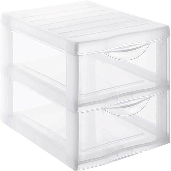 Úložný box s 2 zásuvkami, transparentný, ORGAMIX A4 2T