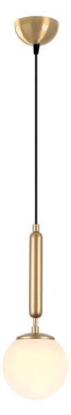 Biele/v mosadznej farbe závesné svietidlo so skleneným tienidlom ø 15 cm King – Opviq lights