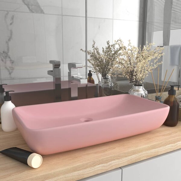 Luxusné umývadlo, obdĺžnik, matné ružové 71x38 cm, keramika