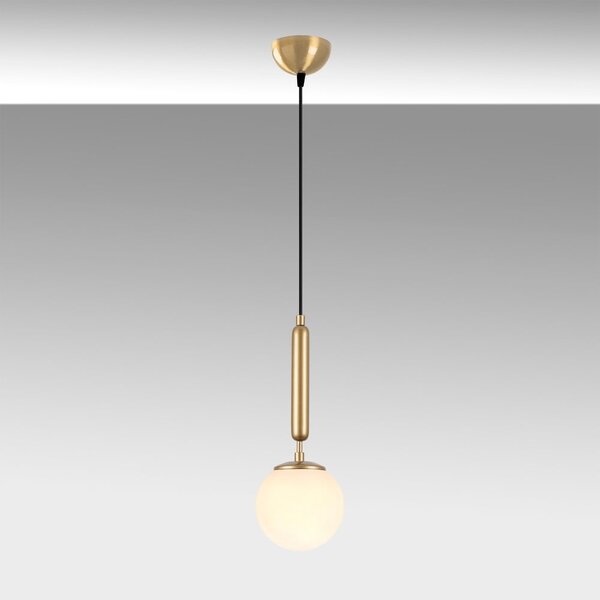 Biele/v mosadznej farbe závesné svietidlo so skleneným tienidlom ø 15 cm King – Opviq lights