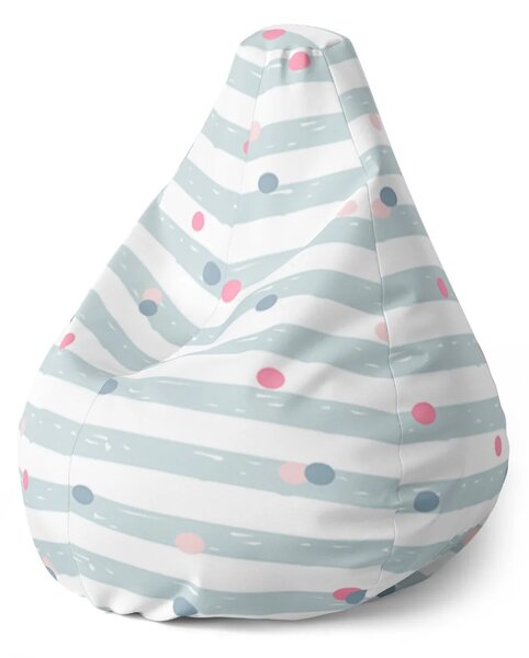Sablio Sedací vak Pear Bodky a pruhy - 70 x 95 x 15 cm
