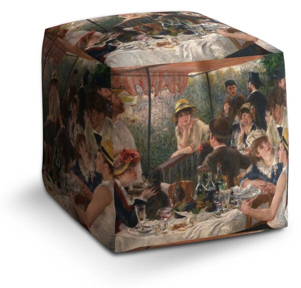 Sablio Taburet Cube Raňajky veslárov - Auguste Renoir - 40x40x40 cm