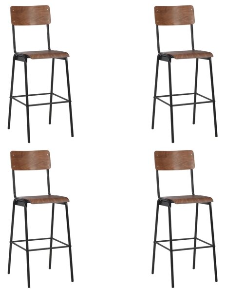Barové stoličky 4 ks preglejka a oceľ